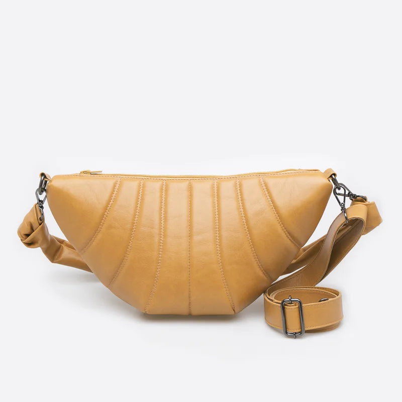 Leather Concha Bag - Beige