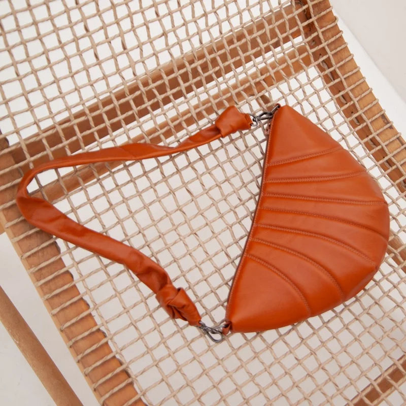 Leather Concha Bag - Caramel