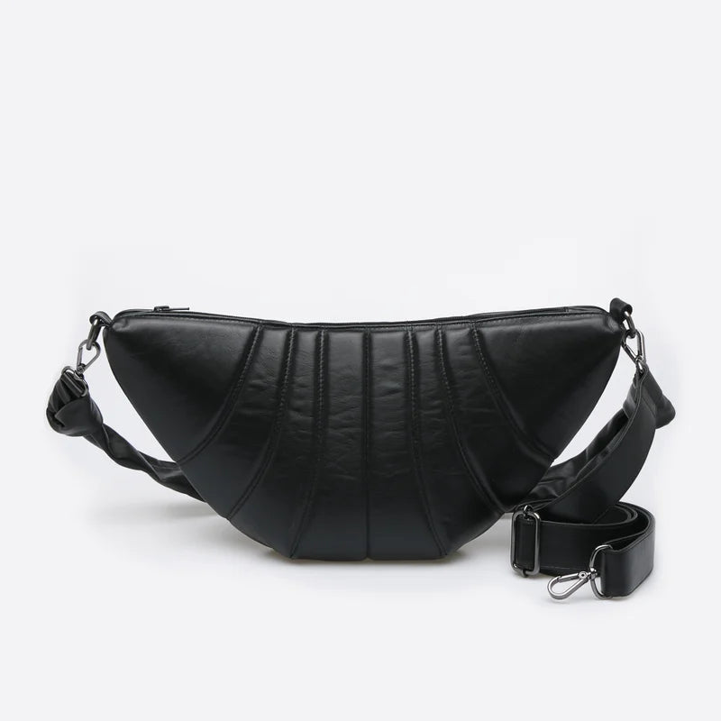 Leather Concha Bag - Black