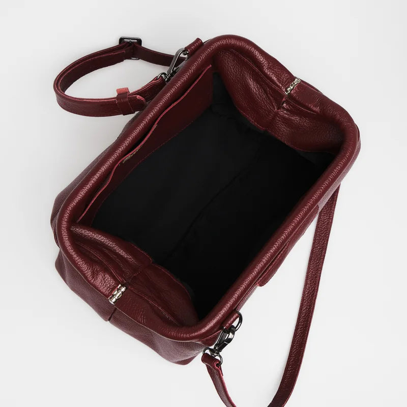 Cora Leather Bag - Burgundy