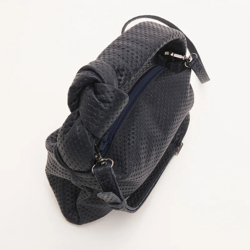 Lezard Leather Baguette Bag - Blue