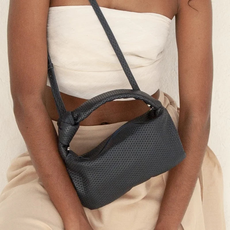 Lezard Leather Baguette Bag - Blue