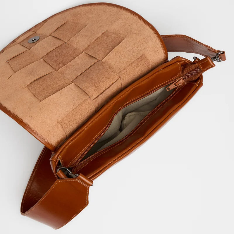 Trama Leather Bag - Caramel