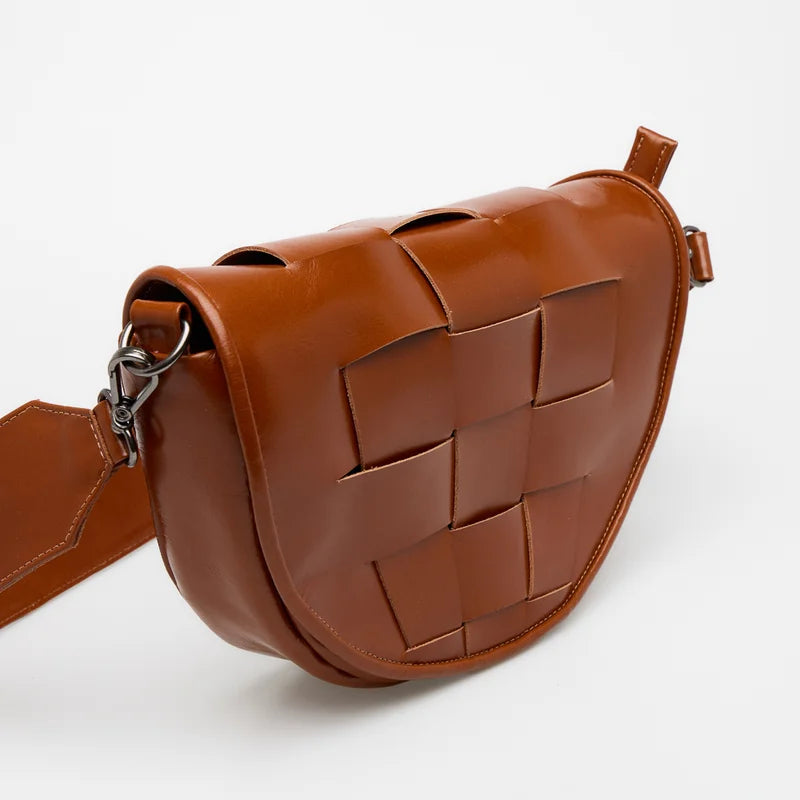 Trama Leather Bag - Caramel
