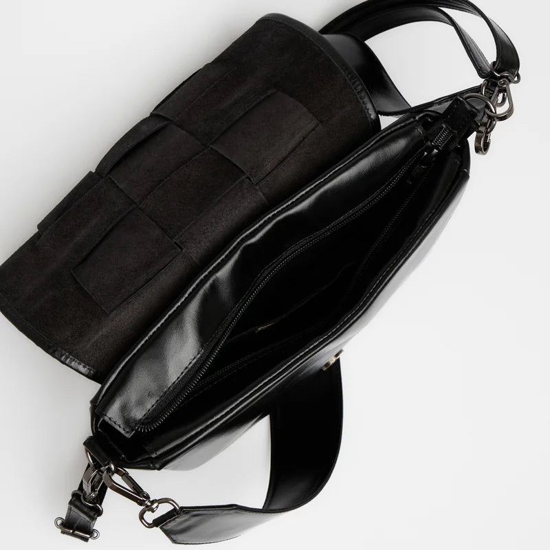 Trama Leather Bag - Black