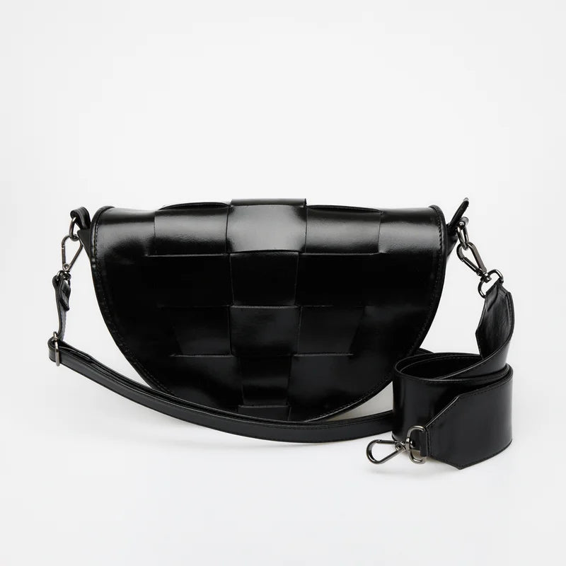 Trama Leather Bag - Black