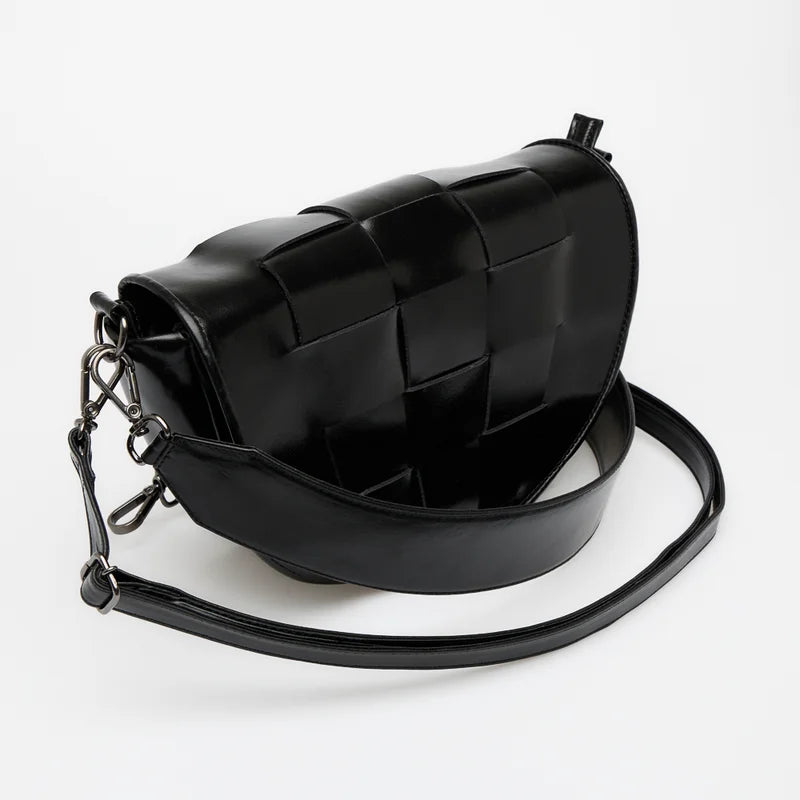 Trama Leather Bag - Black