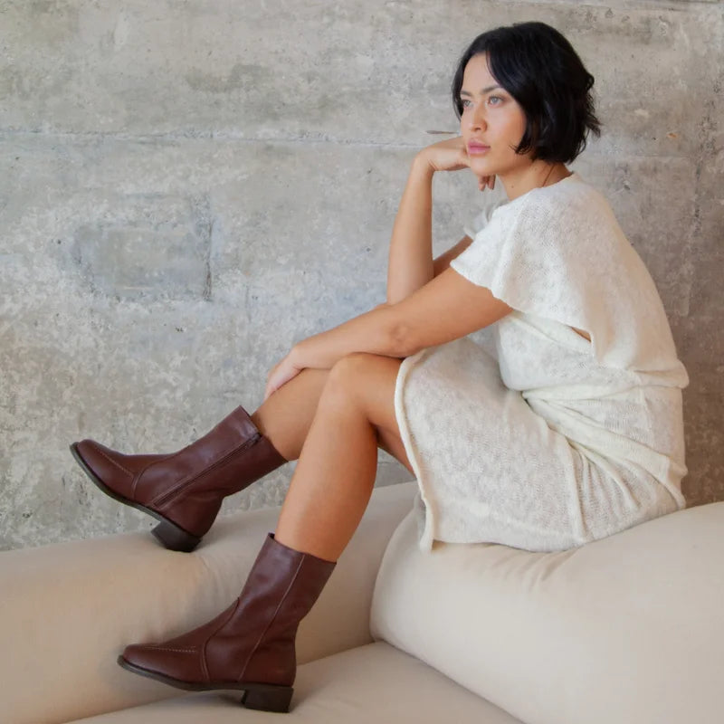 Stitch Detail Boot - Brown