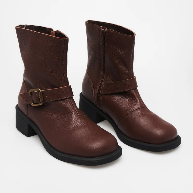 Eldra Leather Boot - Brown