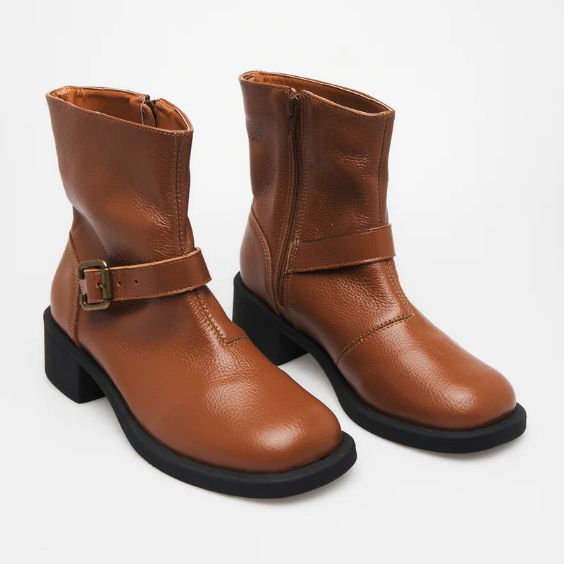 Eldra Leather Boot - Caramel