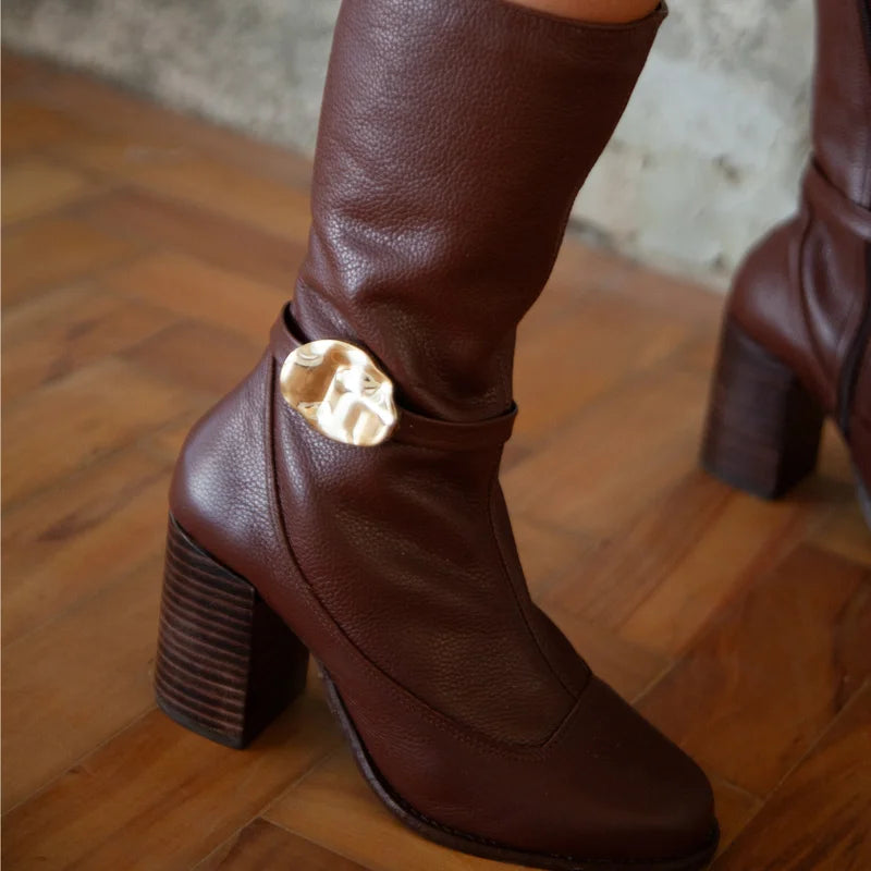 Liora Leather Boot - Brown