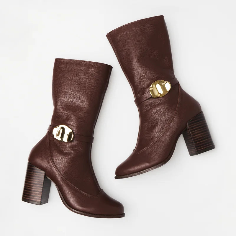 Liora Leather Boot - Brown