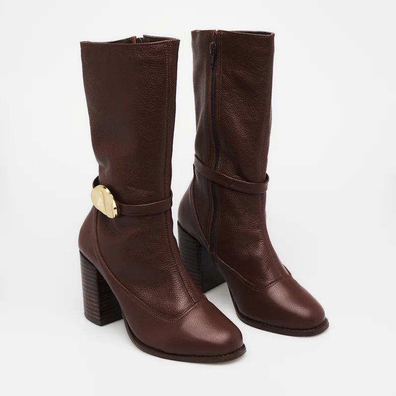Liora Leather Boot - Brown