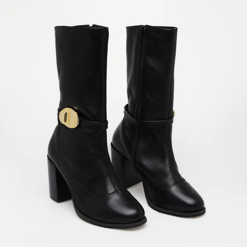 Liora Leather Boot - Black