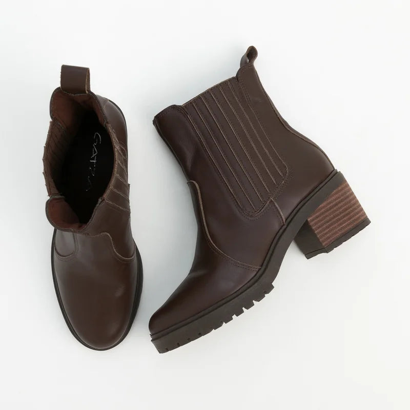 Tássia Leather Boot - Coffee