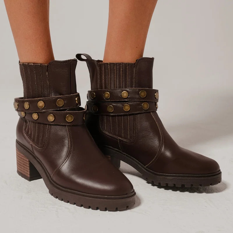 Tássia Leather Boot - Coffee