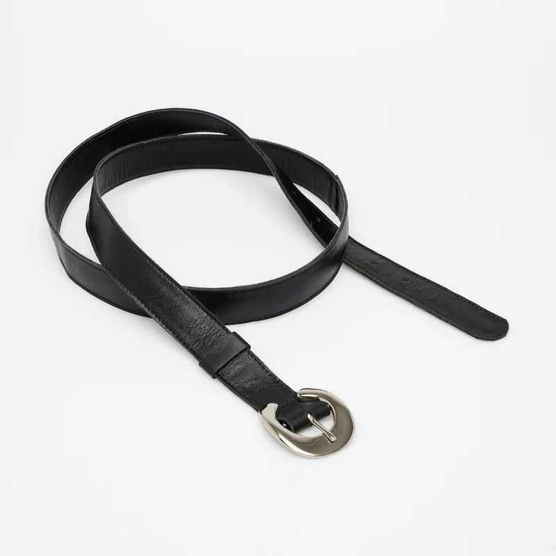 Arco Leather Buckle Belt - Black