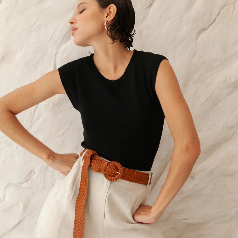Braided Leather Belt Caramel