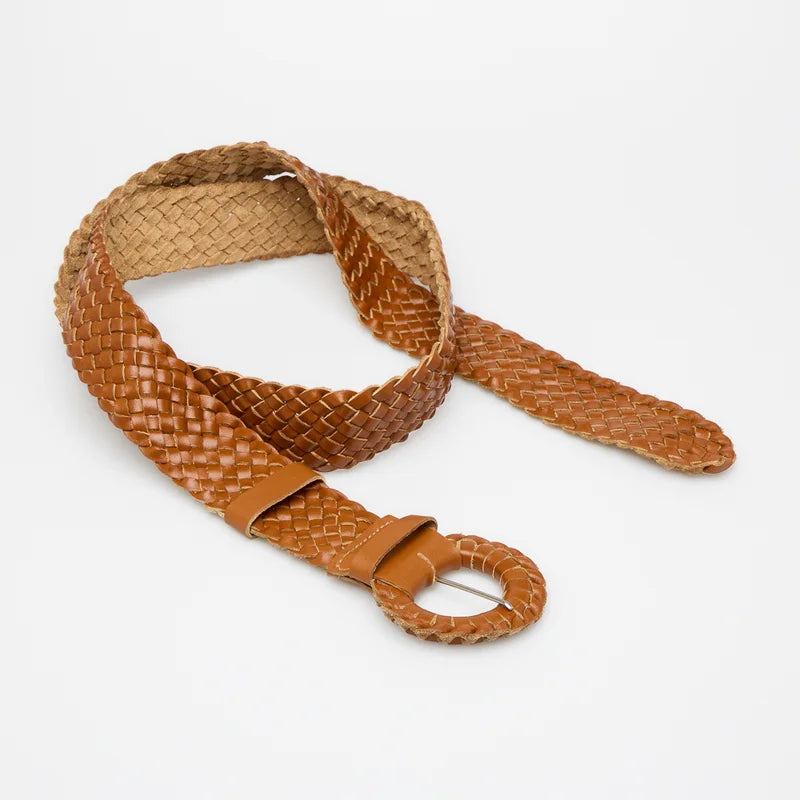 Braided Leather Belt Caramel