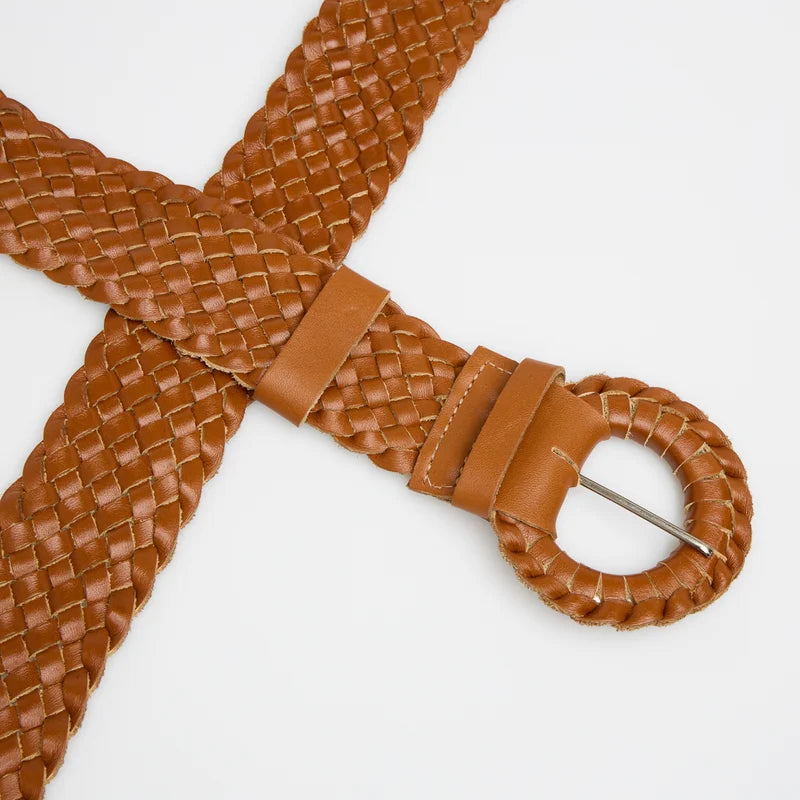 Braided Leather Belt Caramel