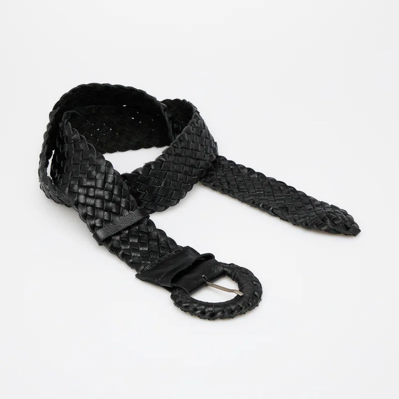 Braided Leather Belt Black