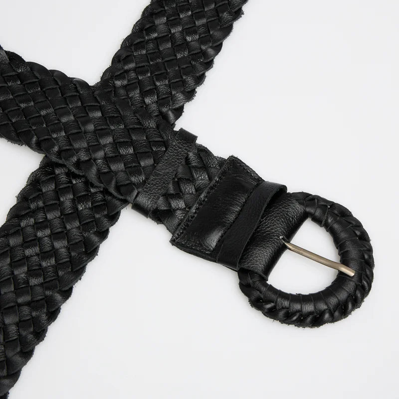 Braided Leather Belt Black