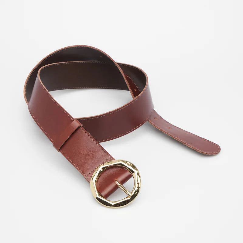 Geometric Buckle Belt - Burgundy