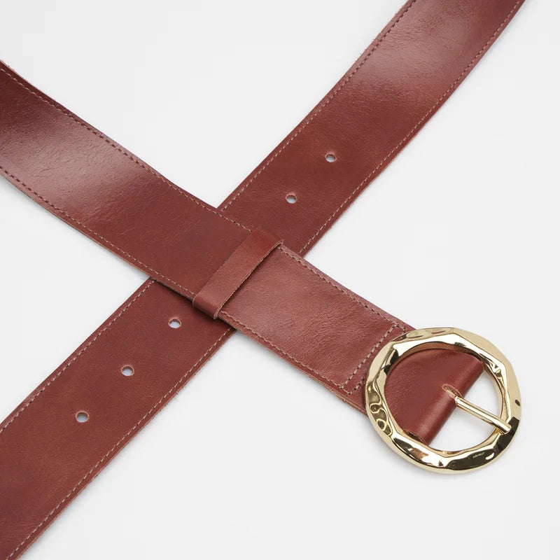 Geometric Buckle Belt - Burgundy