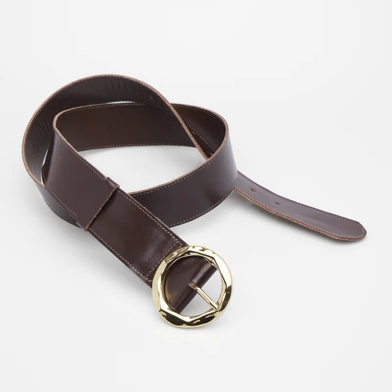 Geometric Buckle Belt - Coffee
