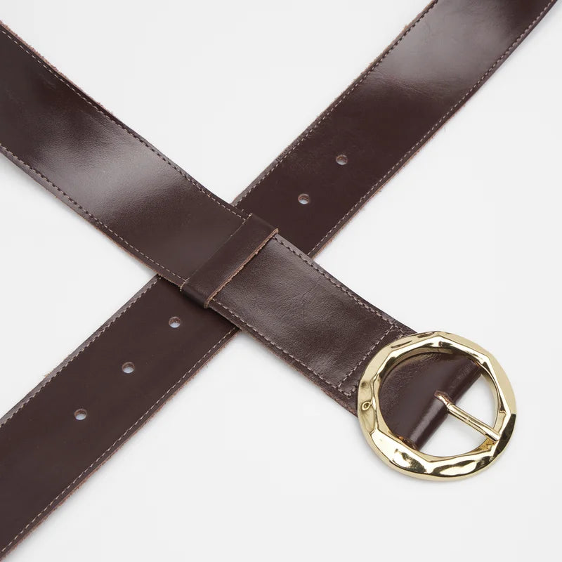 Geometric Buckle Belt - Coffee