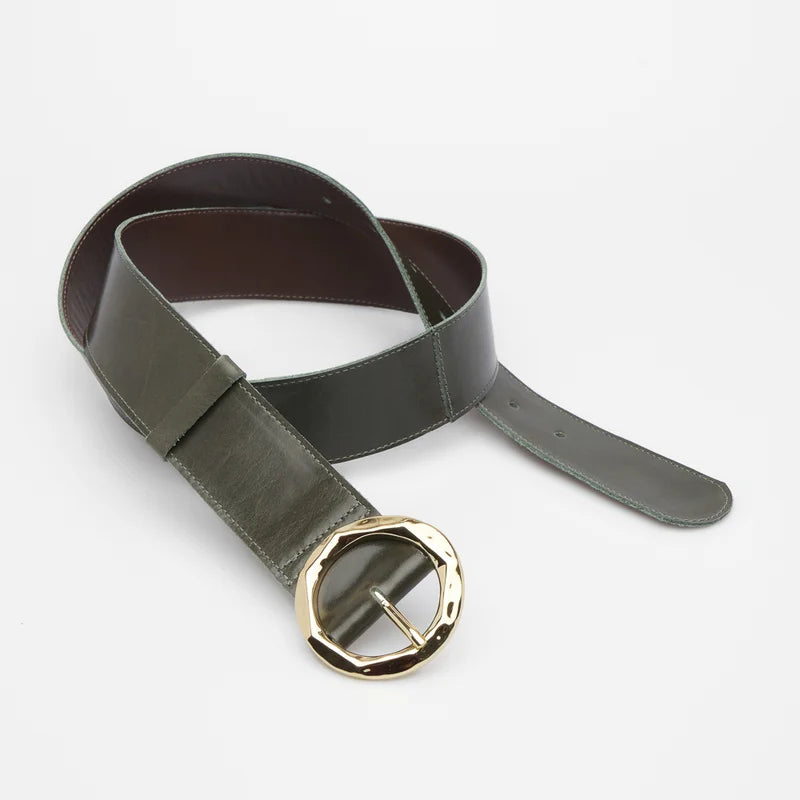 Geometric Buckle Belt - Green