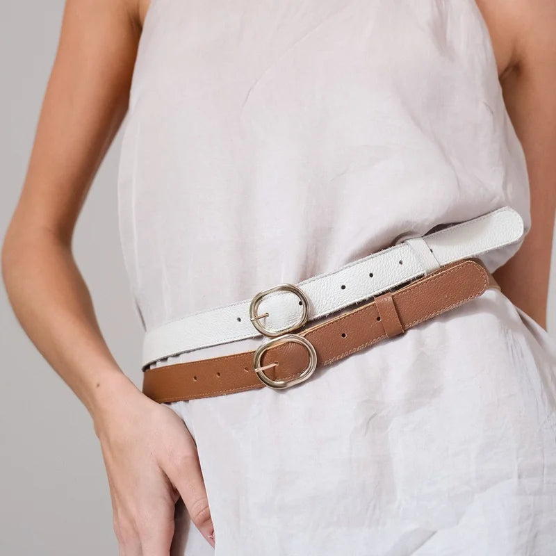 Oval Buckle Belt - Off-White