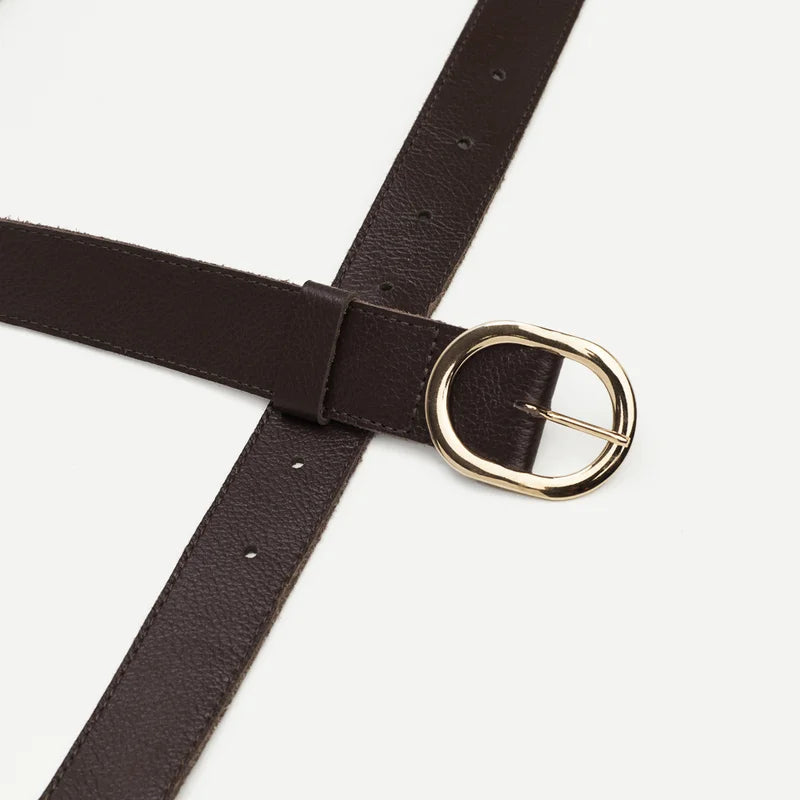 Oval Buckle Belt - Coffee