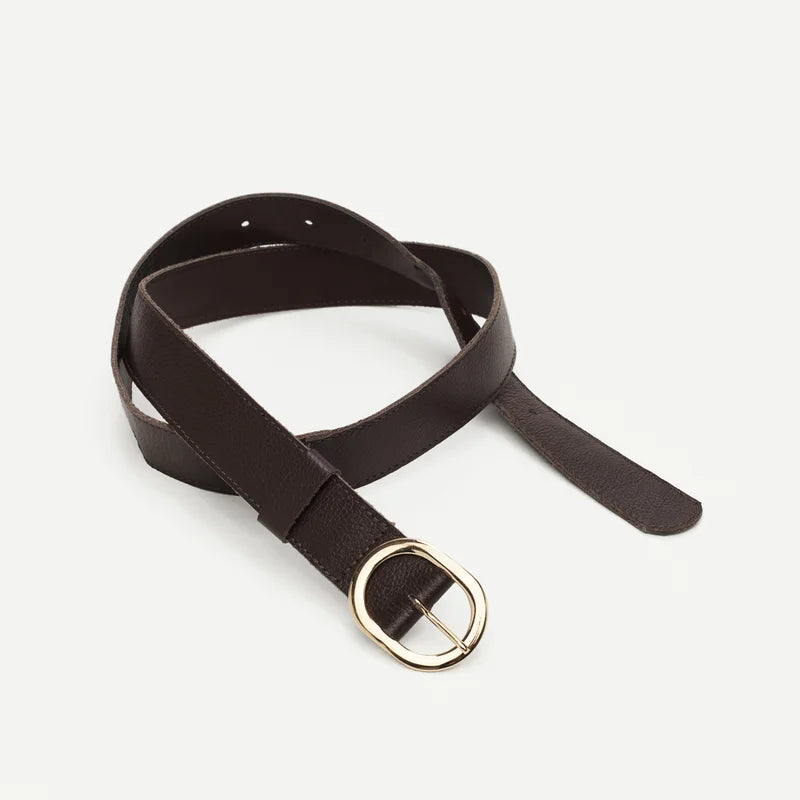 Oval Buckle Belt - Coffee