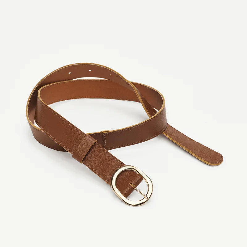 Oval Buckle Belt - Caramel