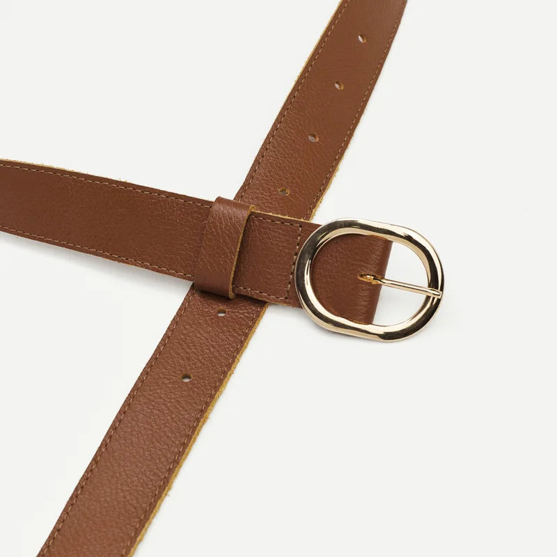 Oval Buckle Belt - Caramel