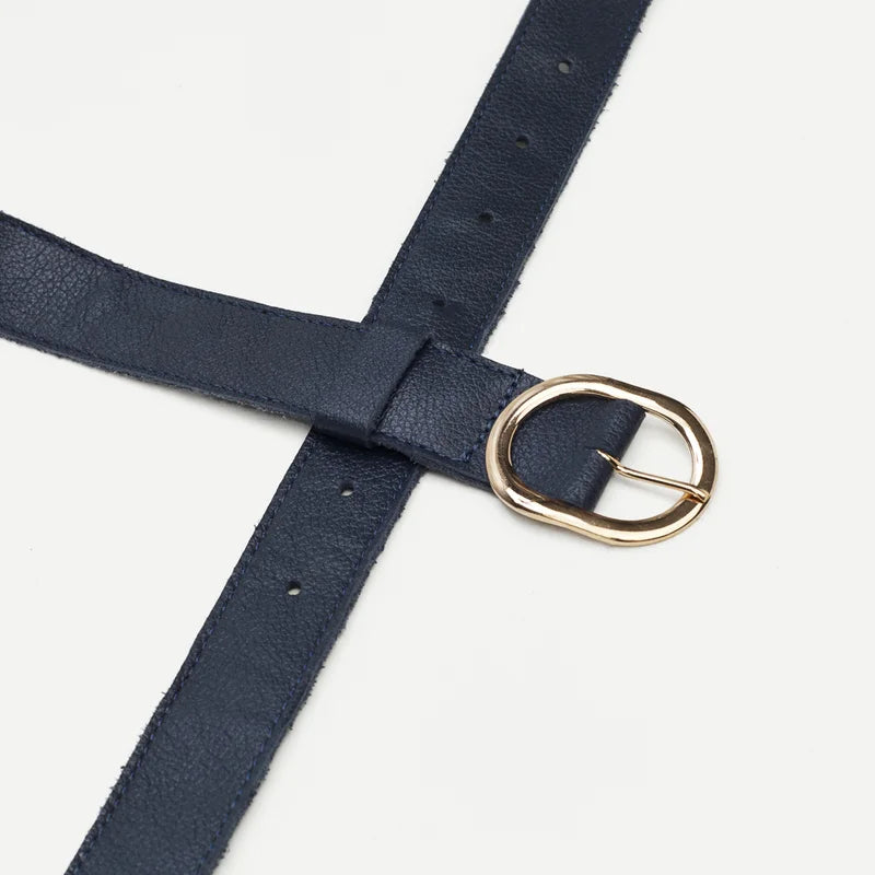 Oval Buckle Belt - Blue