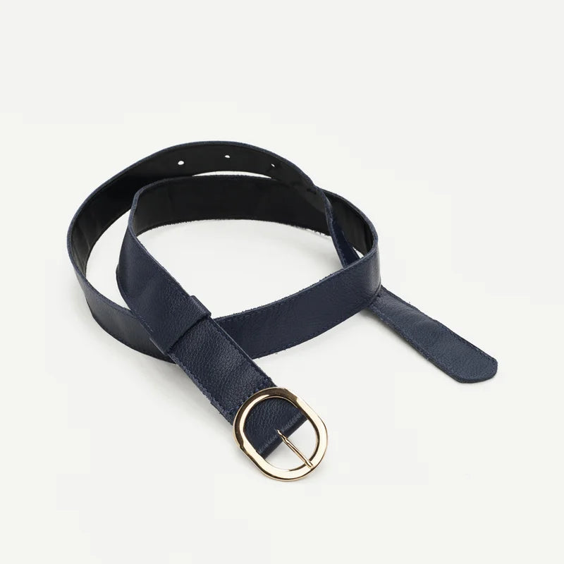Oval Buckle Belt - Blue