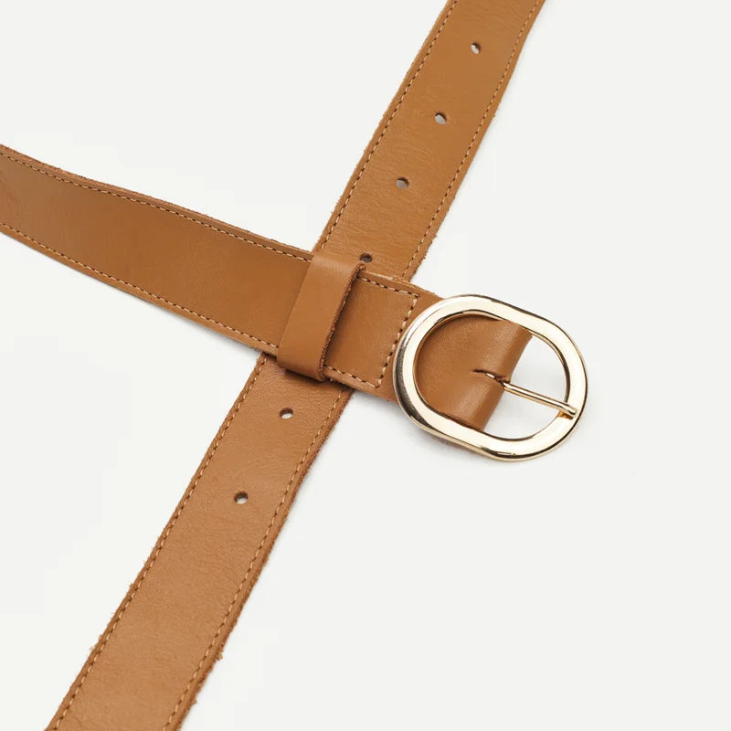 Oval Buckle Belt - Honey
