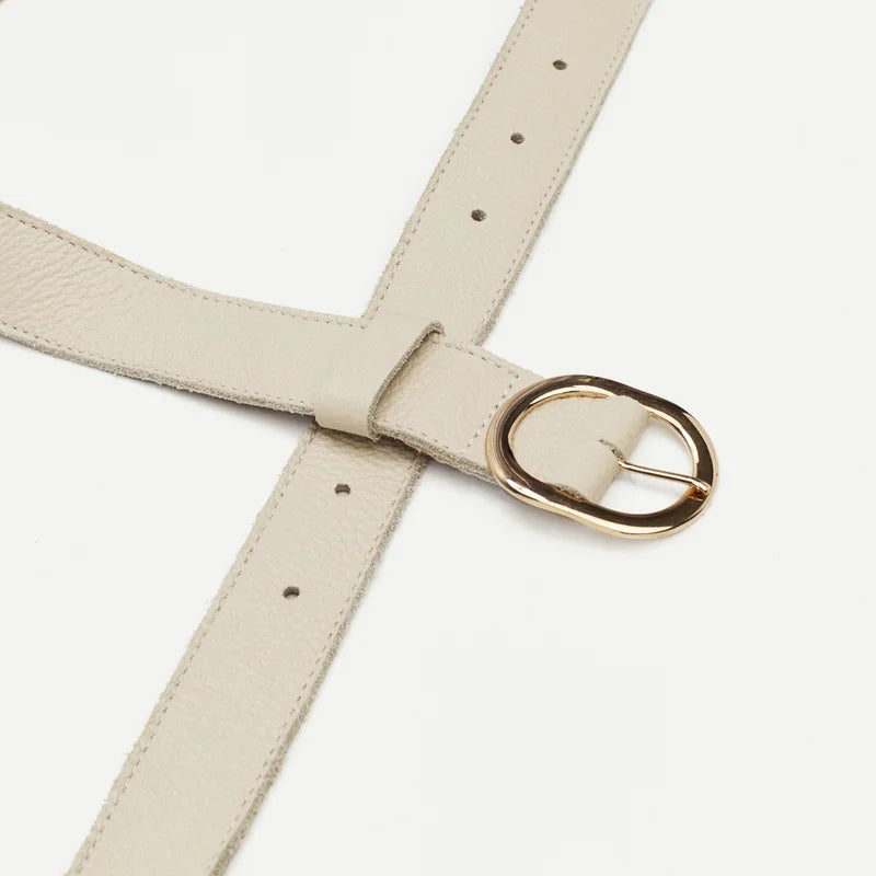 Oval Buckle Belt - Off-White