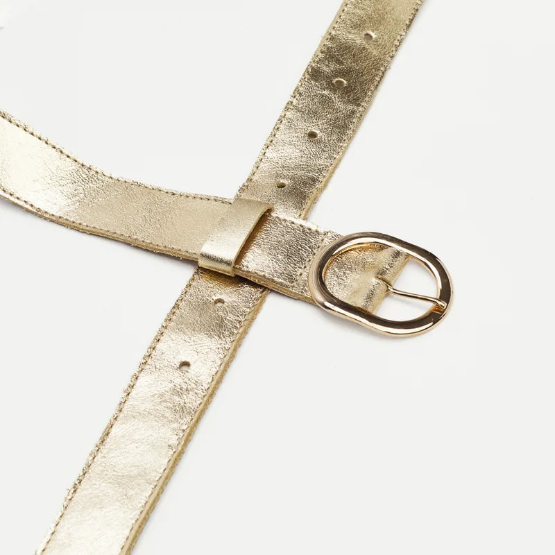 Oval Buckle Belt - Light Gold