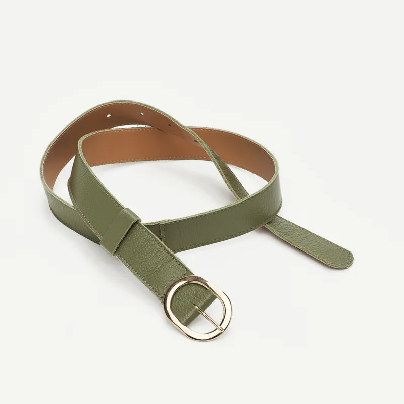 Oval Buckle Belt - Green