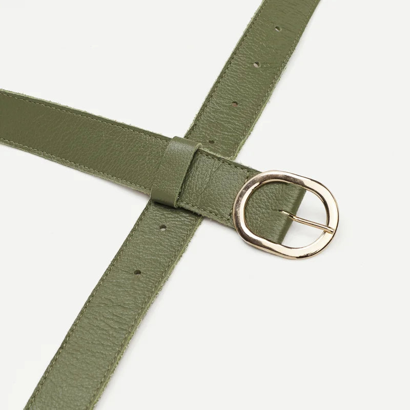 Oval Buckle Belt - Green