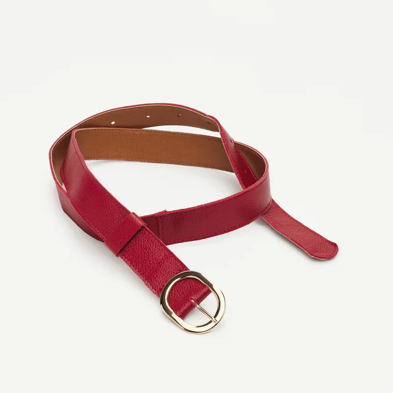 Oval Buckle Belt - Red