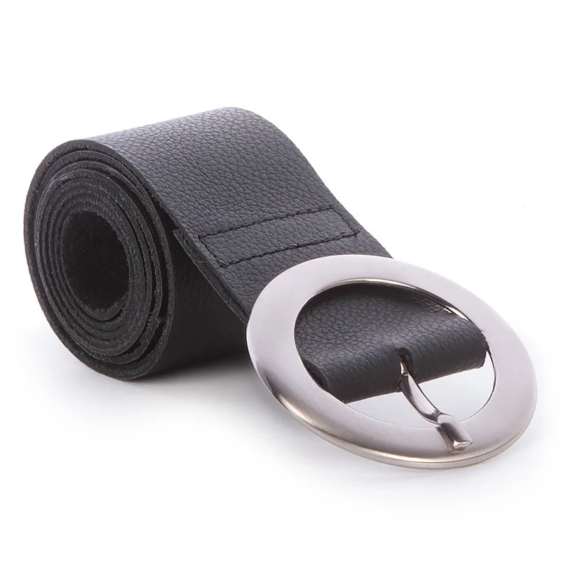 Round Buckle Belt - Black