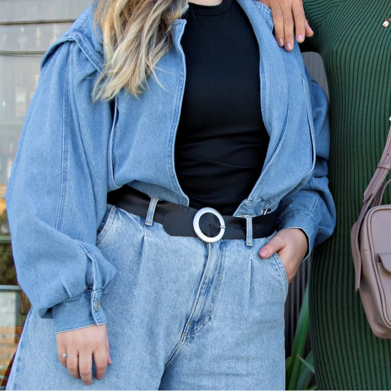 Round Buckle Belt - Black