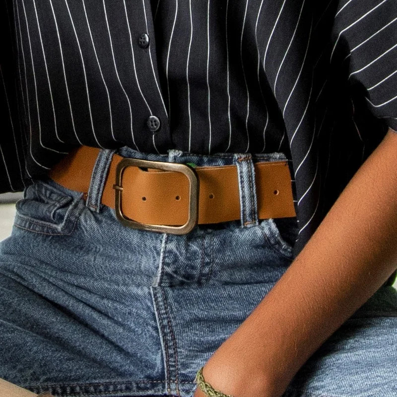 Rectangular Buckle Belt - Honey