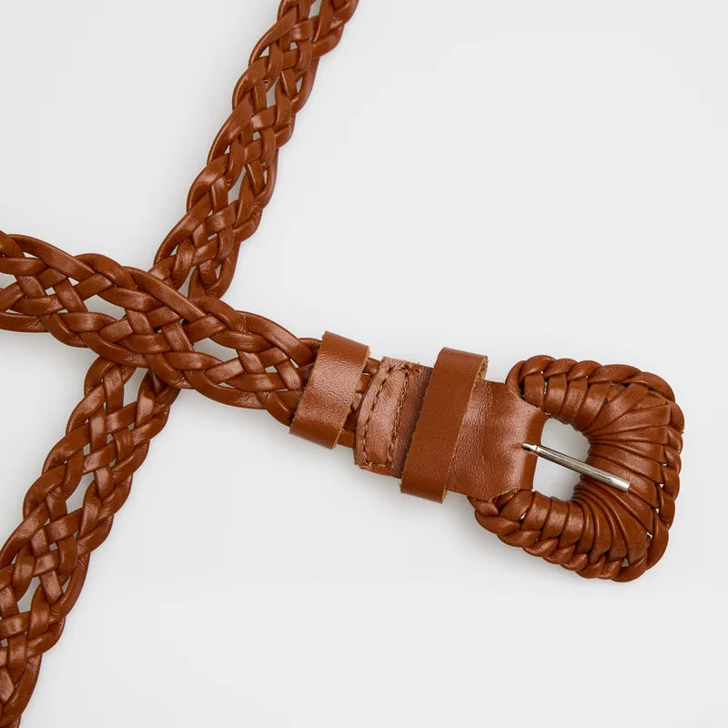 Braided Leather Belt Caramel
