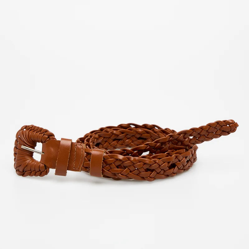 Braided Leather Belt Caramel