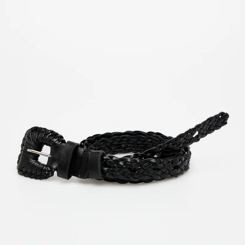 Braided Leather Belt Black